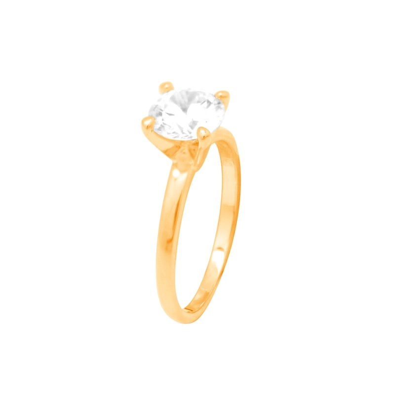 Bague femme Carador solitaire plaqué or et oxydes de zirconium