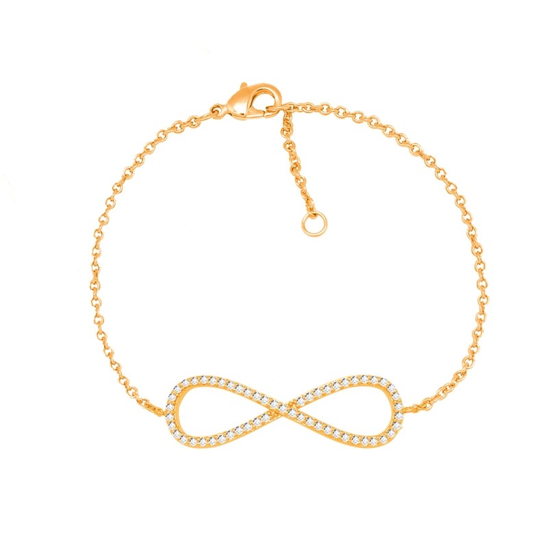 Bracelet souple Carador motif infini plaqué or et oxydes de zirconium