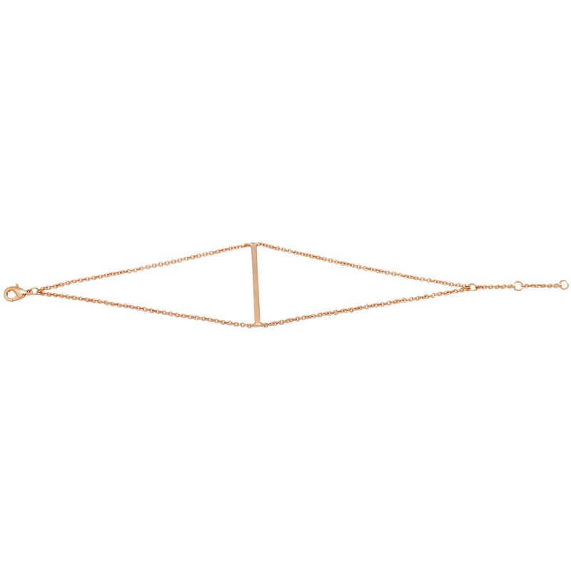 Bracelet Carador femme Plaqué or Rose Baguette et double chainette