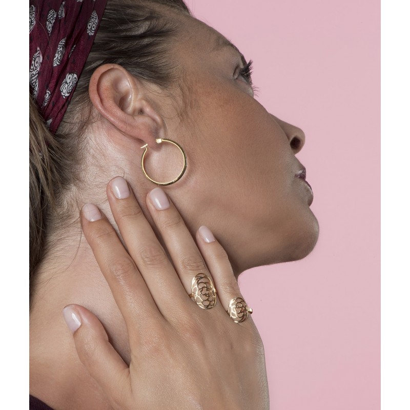 Boucles d'oreilles créoles Carador Glitter or jaune 375/000, 28 mm