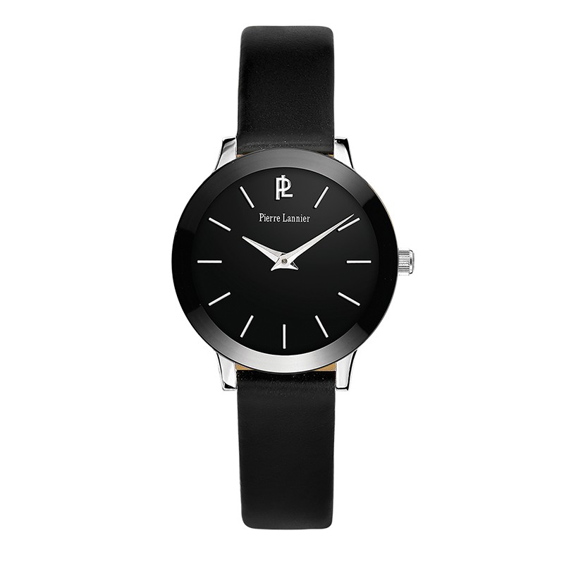Montre Pierre  Lannier femme bracelet cuir noir 019K633