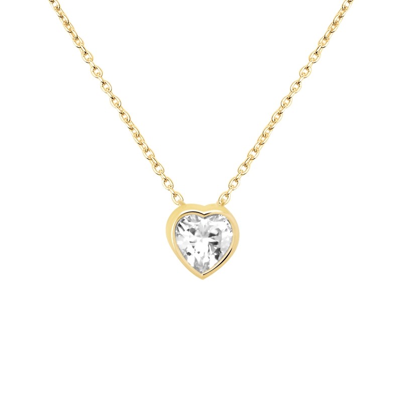 Collier CARADOR Or jaune 375/000e solitaire coeur