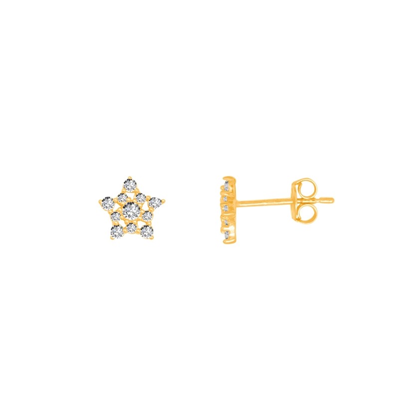 Boucles d'oreilles femme Carador or jaune 375/000 étoiles
