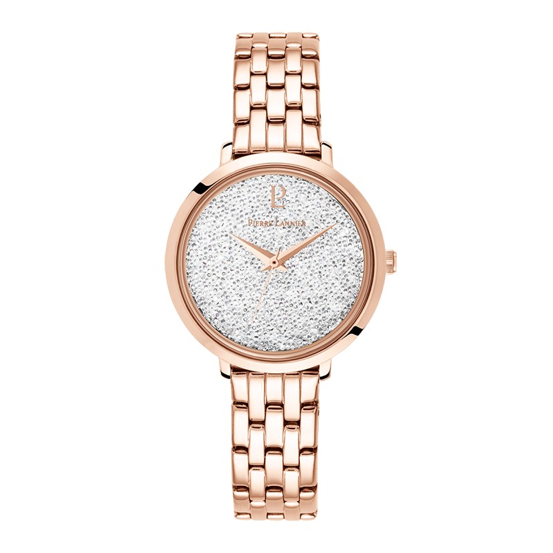 Montre Pierre Lannier "La Petite Cristal" acier doré rose 106G909