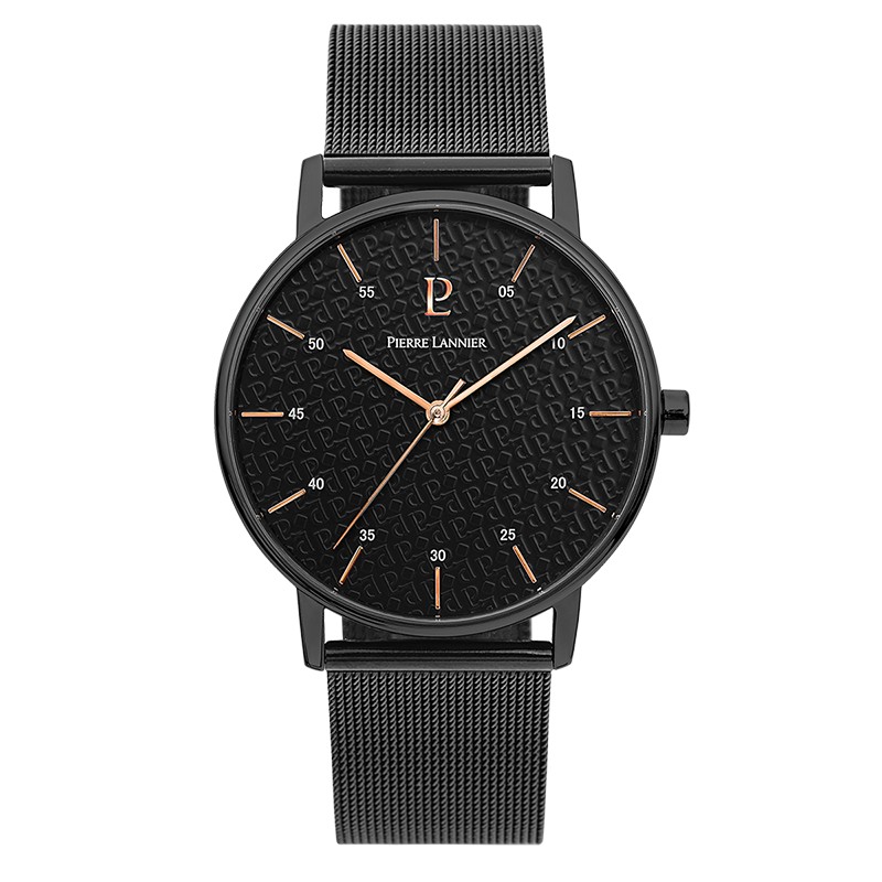 Montre Homme Pierre LANNIER ELEGANCE STYLE milanaise noire 203F438