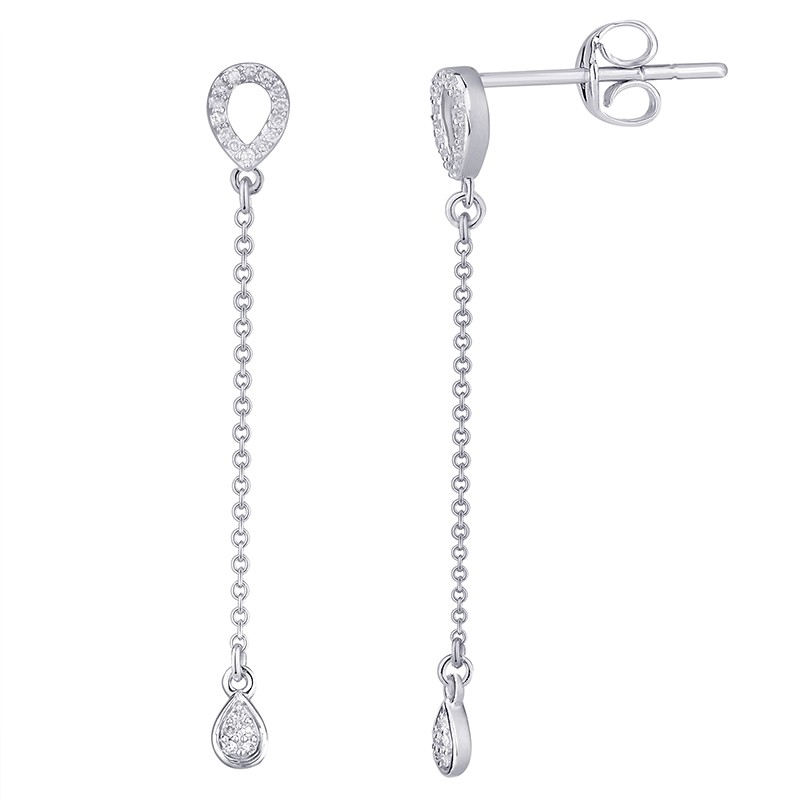Boucles d'oreilles Atelier 17 Pétale pendantes or blanc 375/000 et diamants