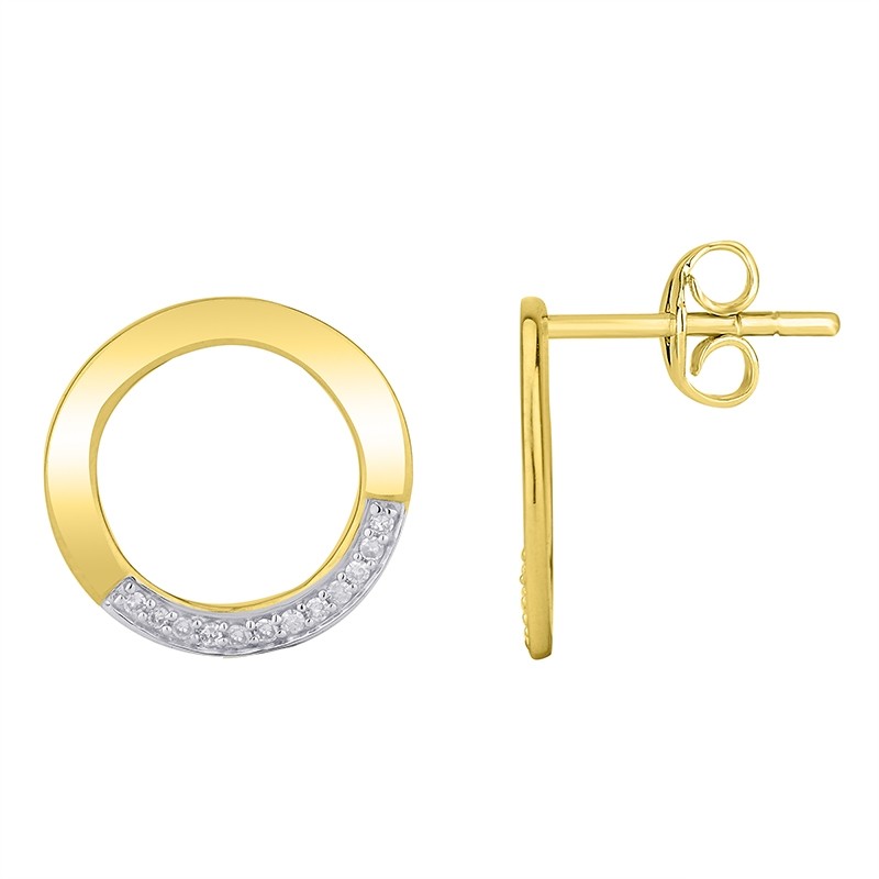 Boucles d'oreilles Atelier 17 Bulle cercle bicolore or 375/000 et diamants