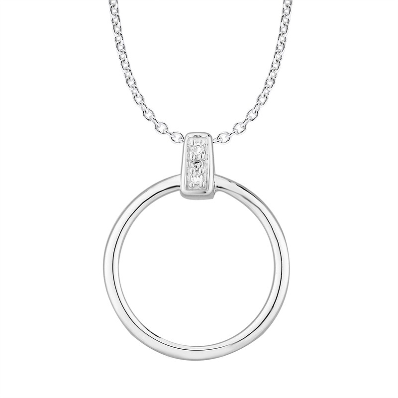 Collier Femme Atelier 17 Bulle cercle décalé or blanc 375/000 et diamants