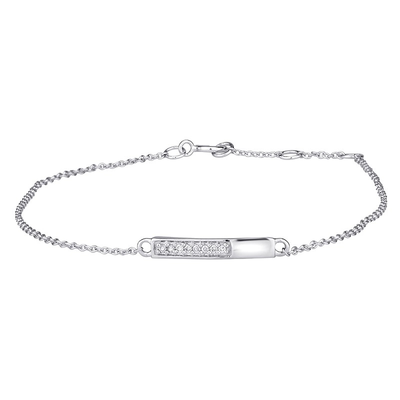 Bracelet femme Atelier 17 Ruban partiellement empierré de diamants en or blanc 375/000