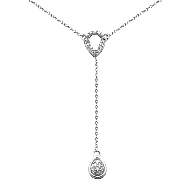 Collier Femme Atelier 17 Pétale double or blanc 375/000 et diamants