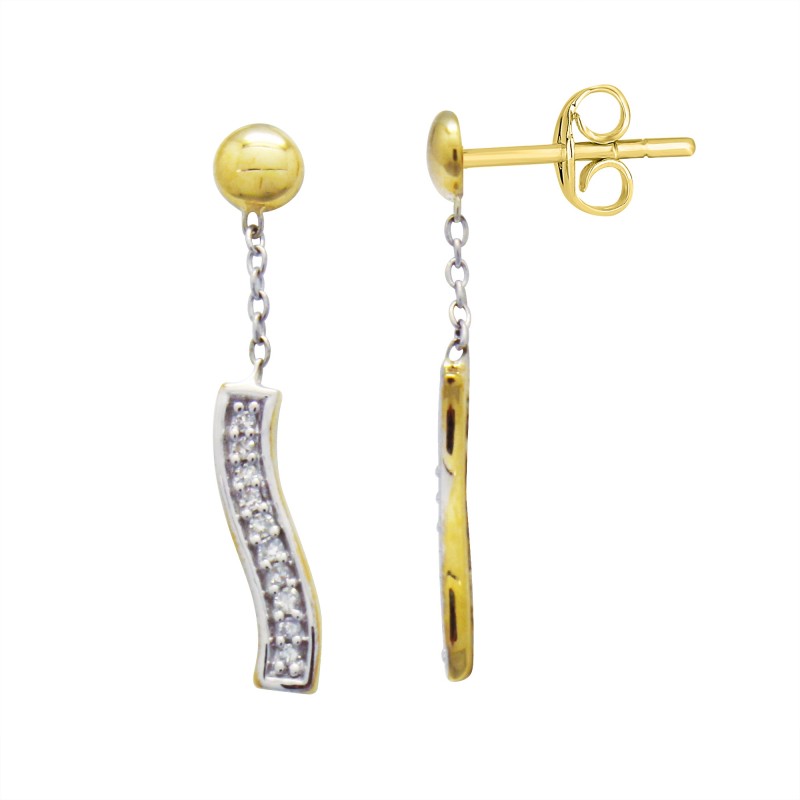 Boucles d'oreilles Atelier 17 Ruban bicolore or 375/000 et diamants 20 mm
