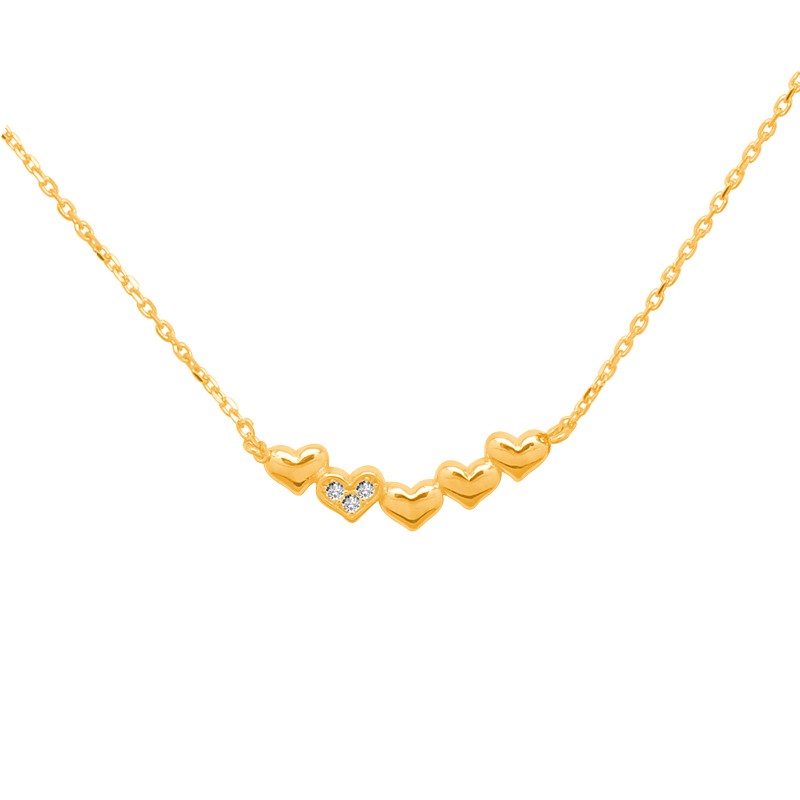 Collier pendentif Carador Or jaune 375/000e formé de 5 coeurs NC0008