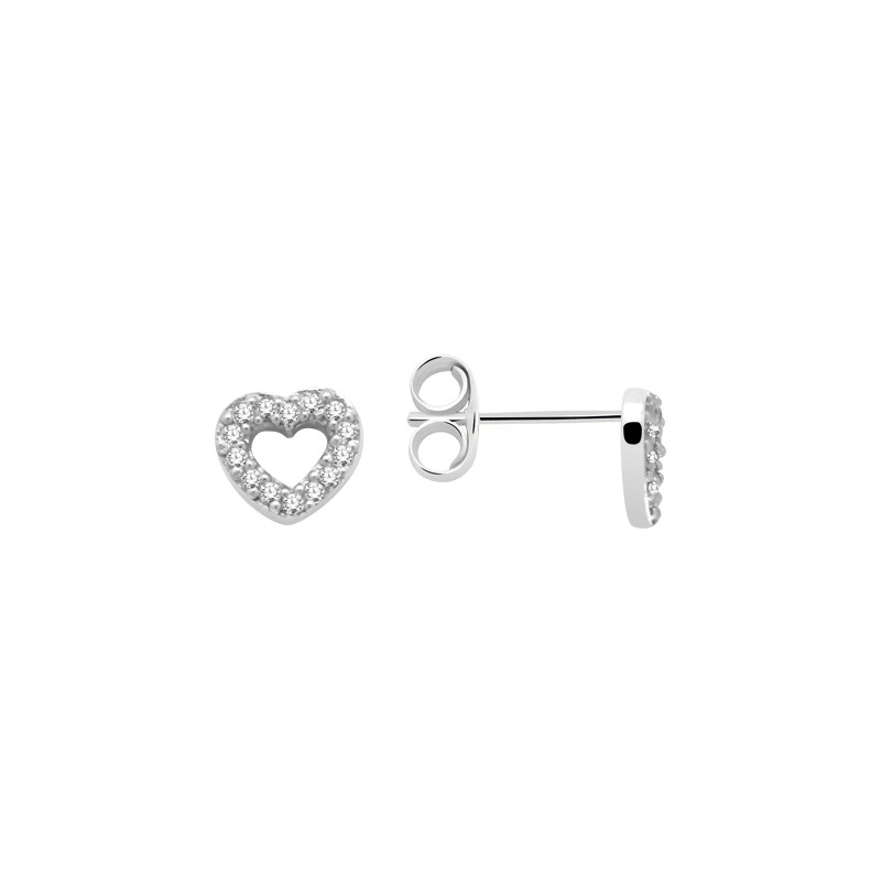 Boucles d'oreilles Femme Carador cœur serti d'oxydes de zirconium en argent 925/000