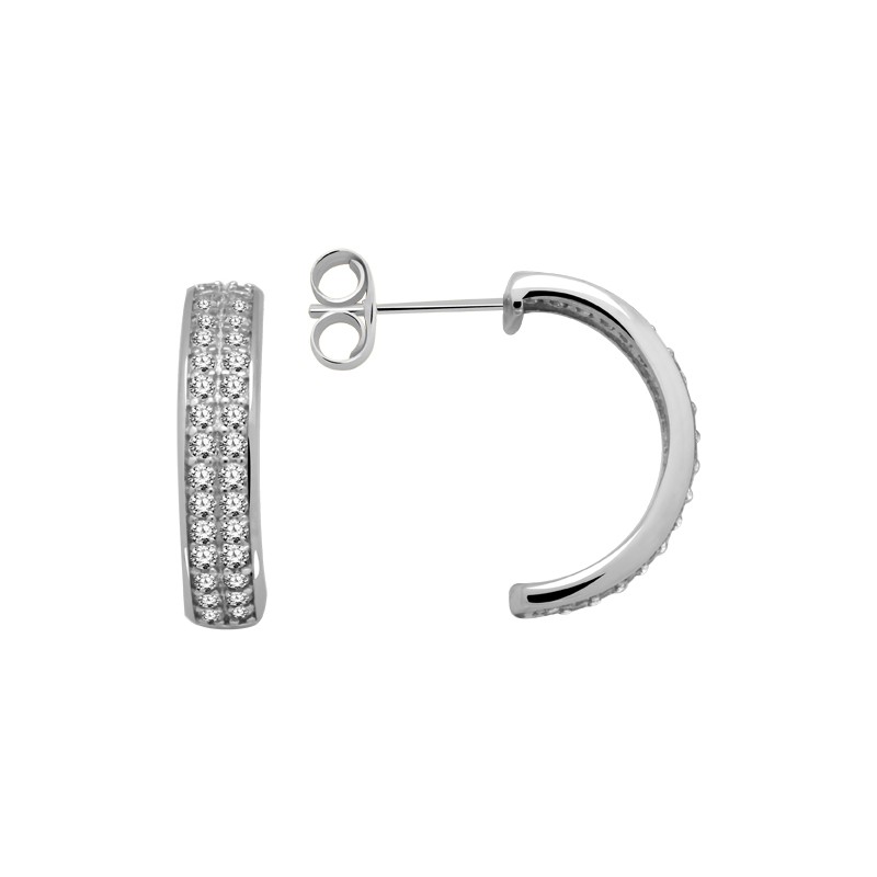 Boucles d'oreilles Femme Carador demi-créoles en argent 925/000 et oxydes de zirconium