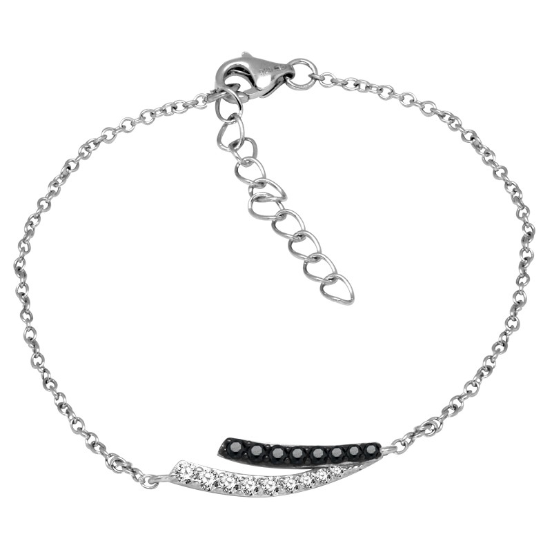 Bracelet Femme Carador chaine et ornement empierré de zircons bicolores