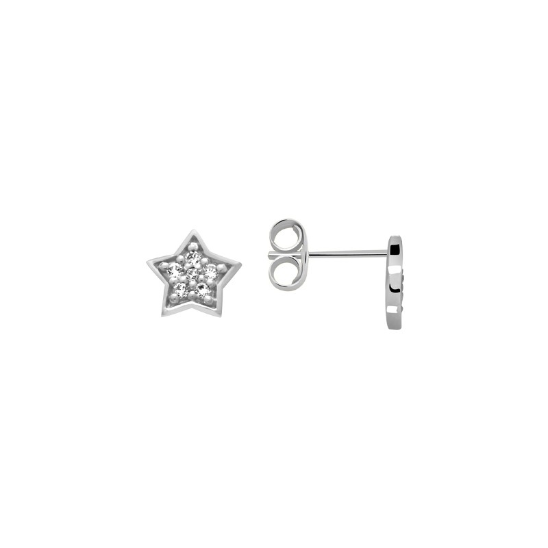Boucles d'oreilles Carador étoile empierrée d'oxydes de zirconium en argent 925/000