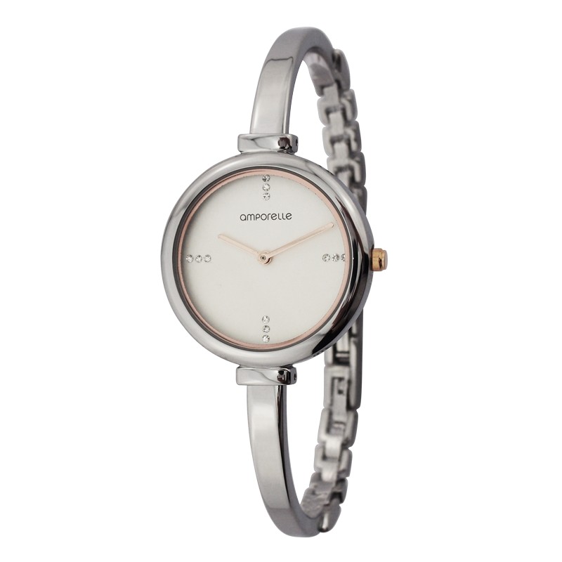 Montre Femme Amporelle bracelet rigide argenté P100775-B2