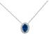 Collier Carador chaine et pendentif joaillerie ovale argent 925/000, zircons et pierre bleue