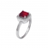 Bague Carador joaillerie pierre rouge carrée argent 925/000