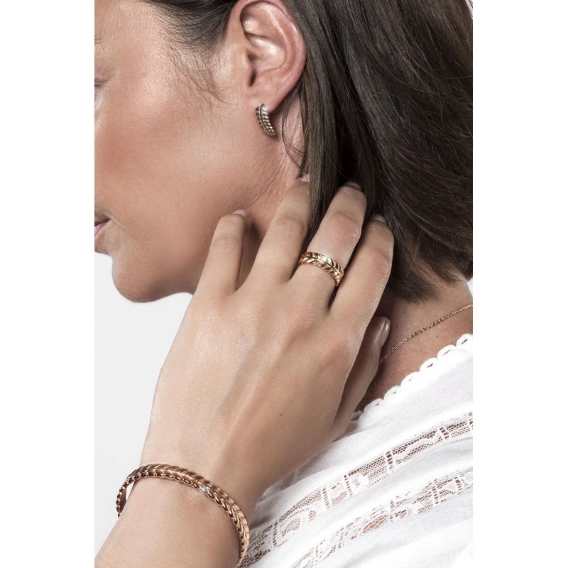 Boucles d'oreilles Amporelle motif plume en acier argenté G-EST1470_IPG