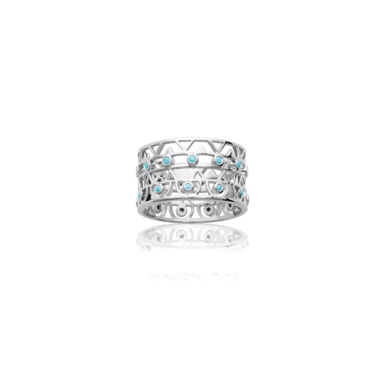 Bague Carador dentelle ethnique argent 925/000 et turquoise