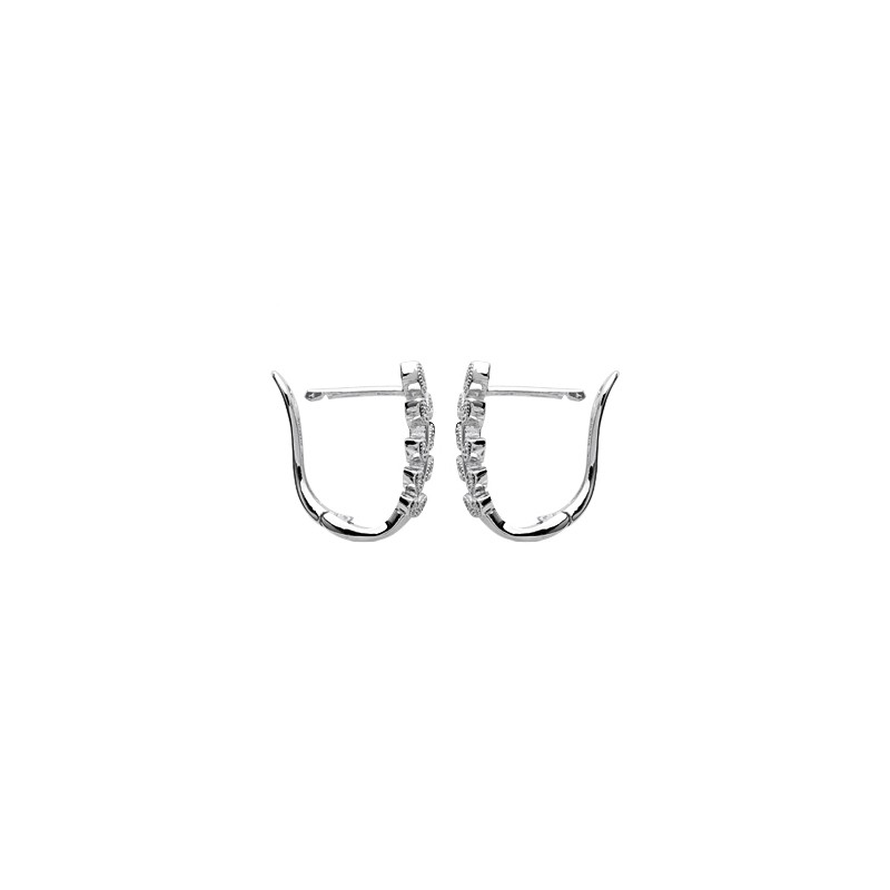 Boucles d'oreilles Carador créoles ovales motif laurier argent 925/000 et oxydes de zirconium