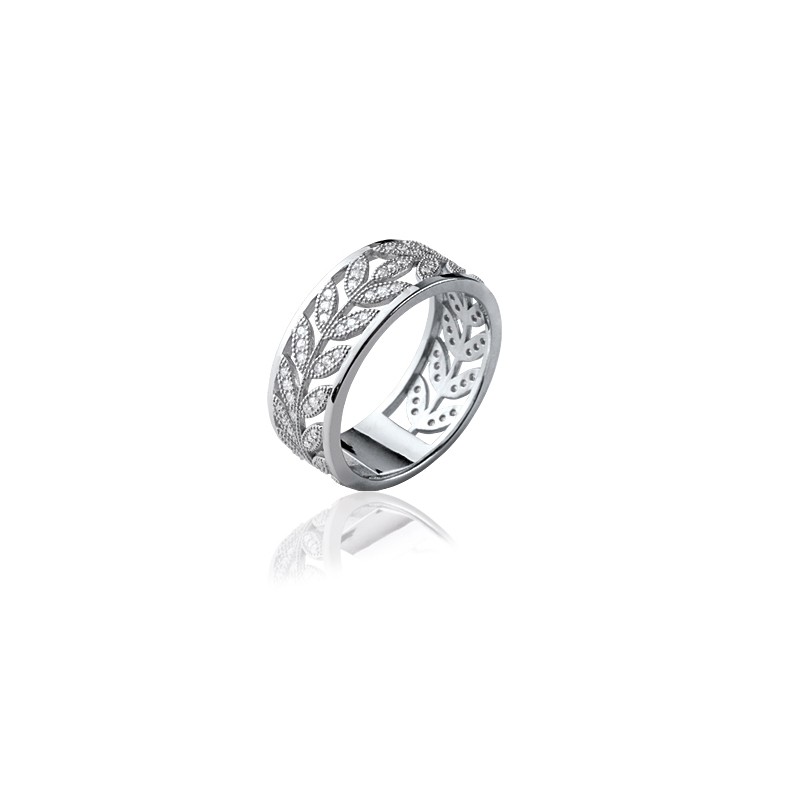 Bague Carador dentelle laurier argent 925/000 et oxydes de zirconium