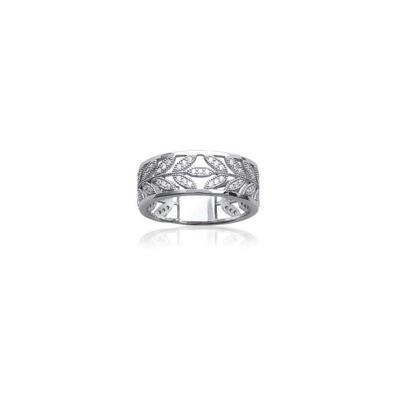 Bague Carador dentelle laurier argent 925/000 et oxydes de zirconium