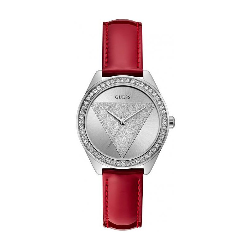 Montre Femme Guess Tri Glitz cuir verni rouge W0884L1