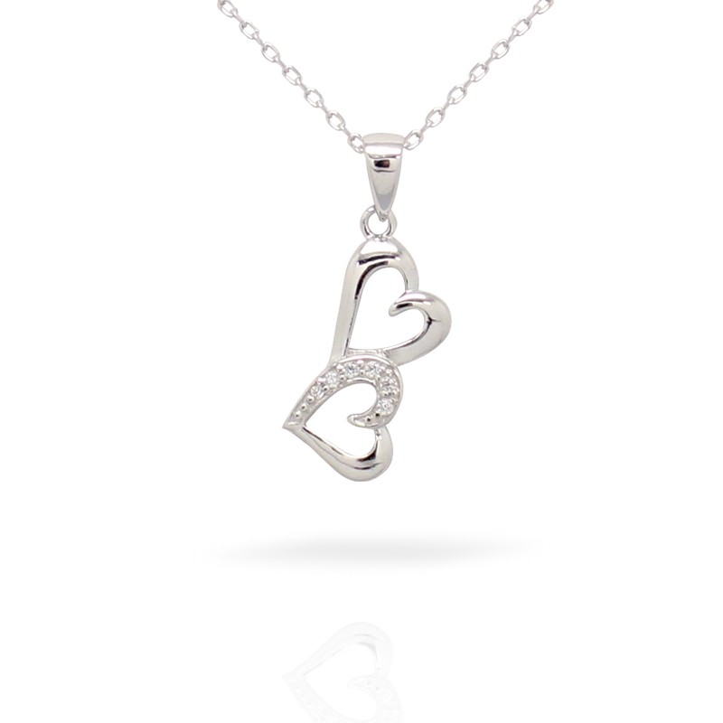 Collier Carador Double coeur Argent 925/000e RNS00145