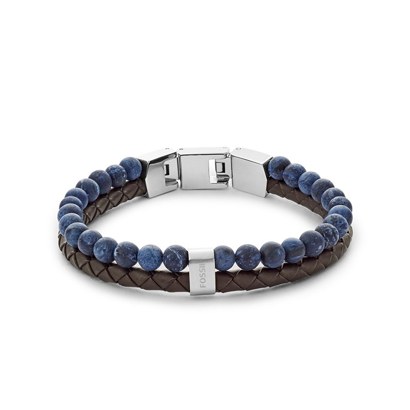Bracelet double Homme Fossil vintage casual cuir marron JF02830040