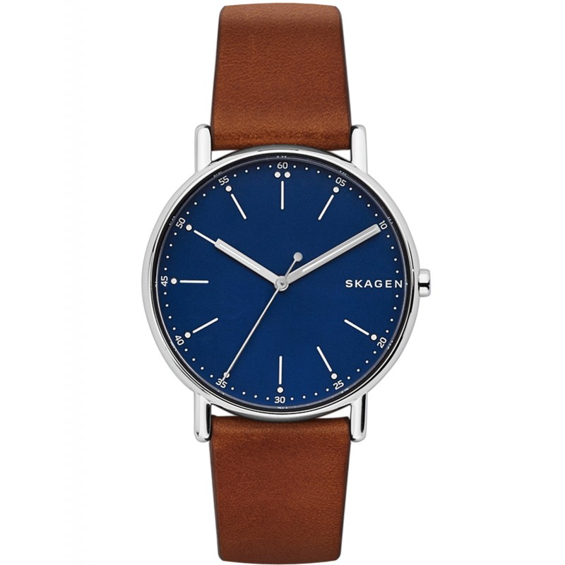 Montre Homme Skagen Signature cuir marron SKW6355