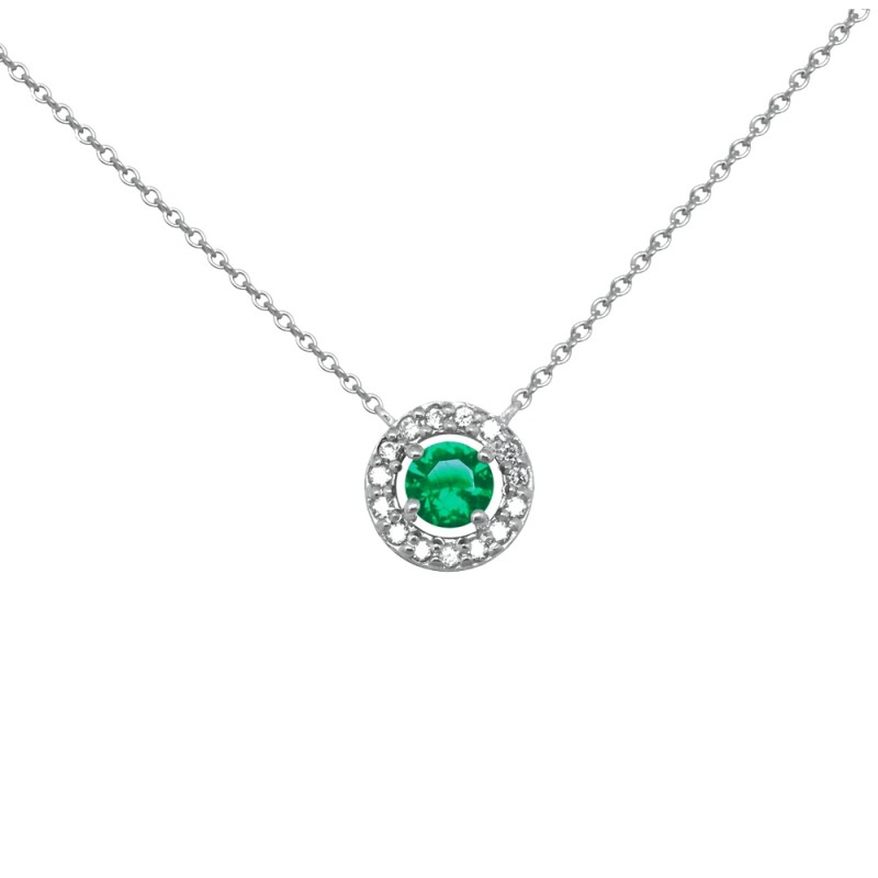 Collier Femme Carador collection éternelle en argent 925/000, zircons et verre vert