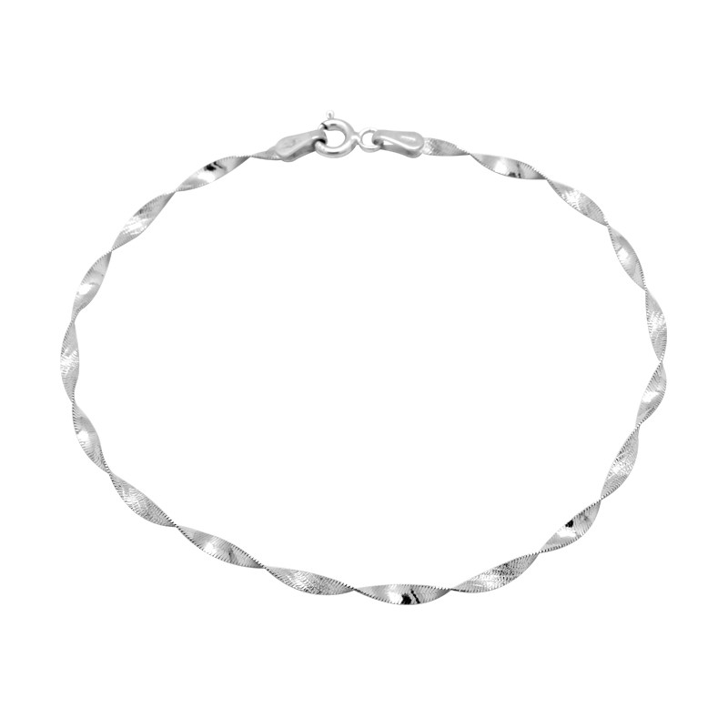 Bracelet Carador maille Torsade Or Blanc 9 carats