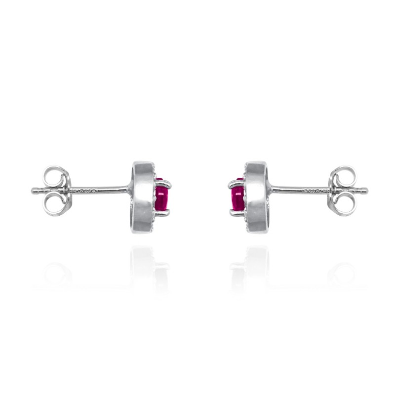 Boucles d'oreilles Femme Carador collection éternelle en argent 925/000, zircons et verre rouge