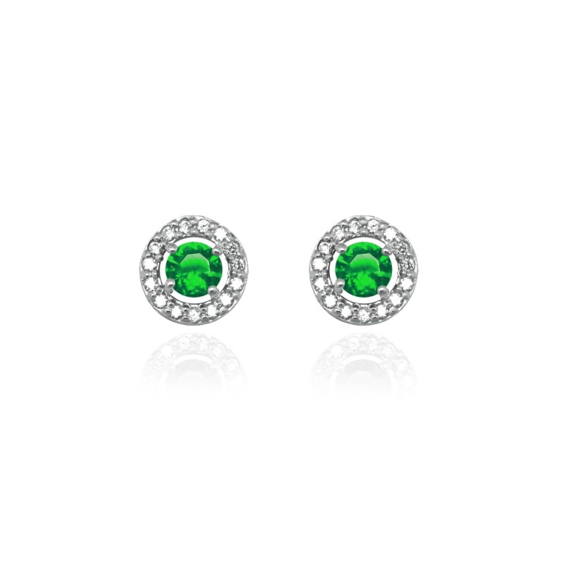 Boucles d'oreilles Femme Carador collection éternelle en argent 925/000, zircons et verre vert