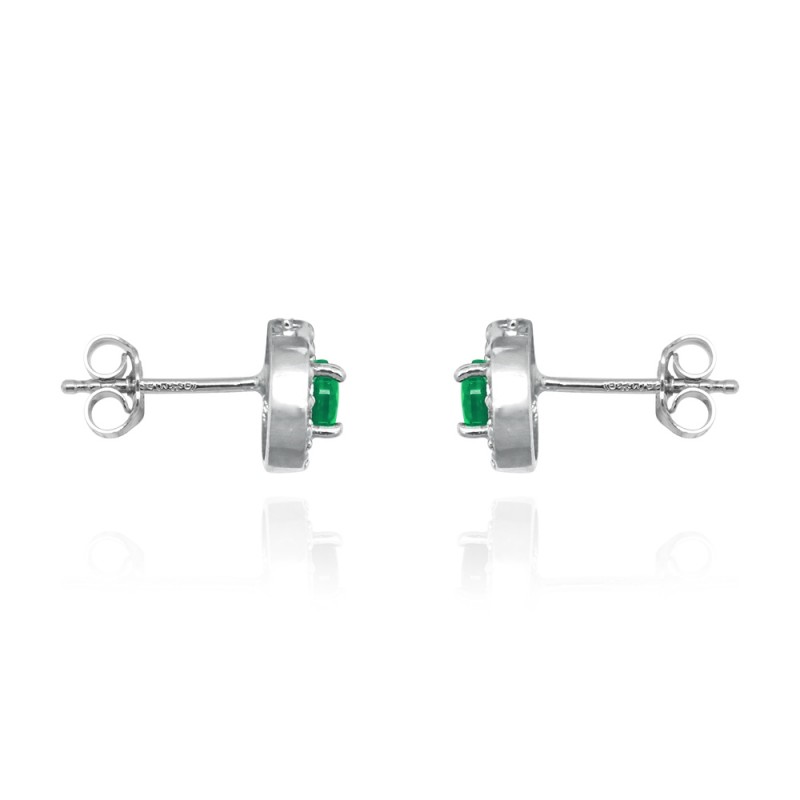 Boucles d'oreilles Femme Carador collection éternelle en argent 925/000, zircons et verre vert