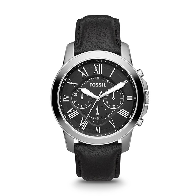 Montre Homme Fossil Grant cuir noir FS4812IE