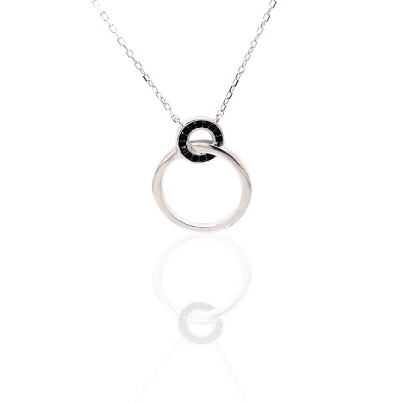 Collier Femme Carador cercles argent 925/000 et oxydes de zirconium noirs RNS00169A