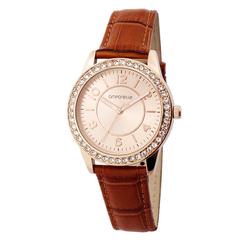 Montre Femme Amporelle cuir fauve P100550-C3