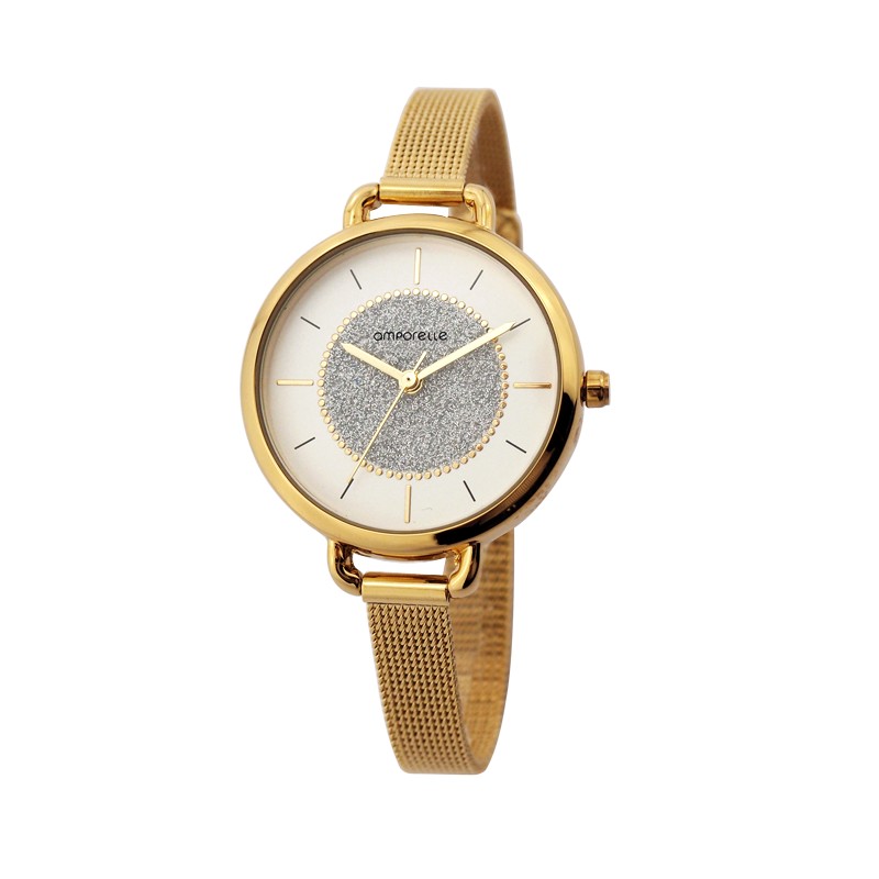 Montre Femme Amporelle Dorée maille milanaise P100553-F2