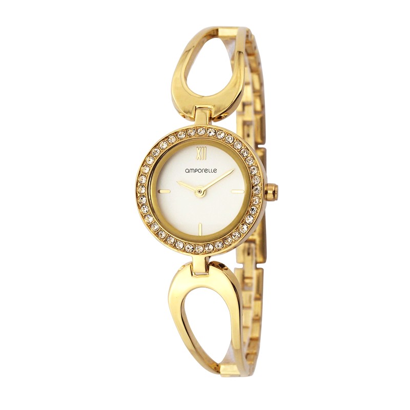 Montre Femme Amporelle métal doré bracelet fantaisie P100637-B2