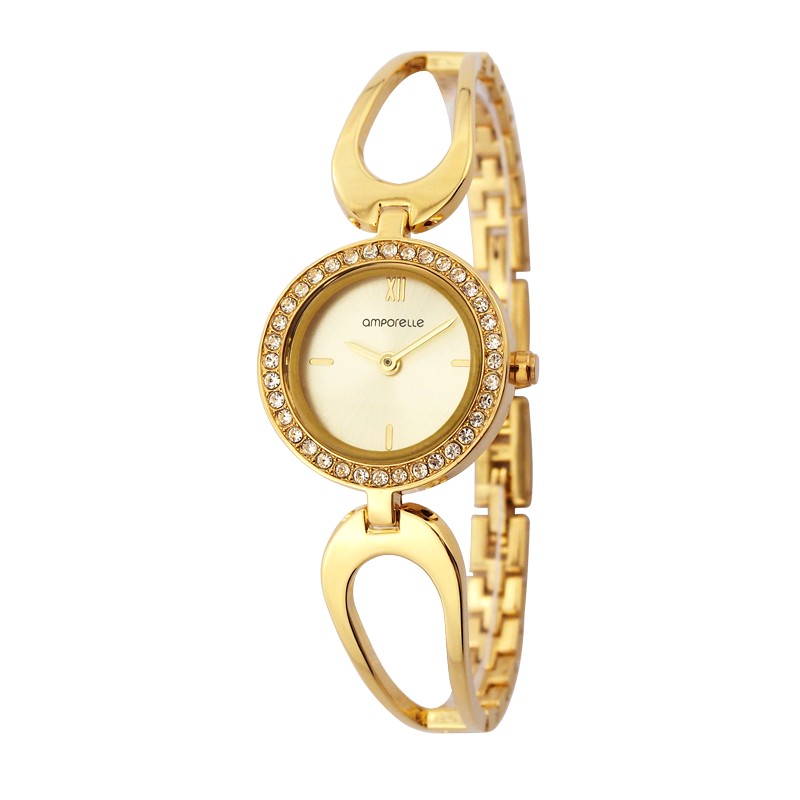 Montre Femme Amporelle métal doré bracelet fantaisie P100637-C2