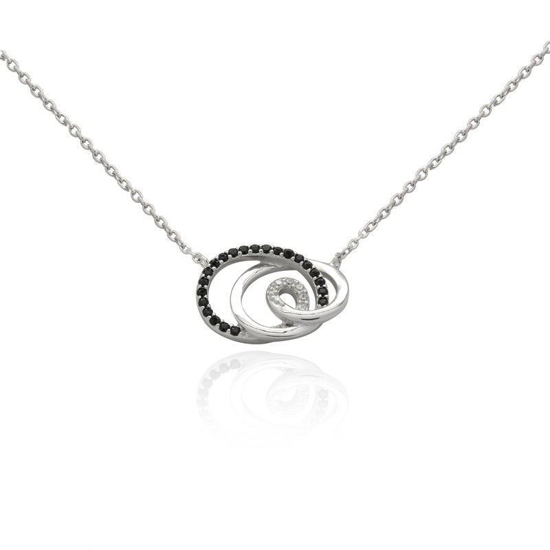Collier femme Carador Spirale argent 925/000, oxydes de zirconium bicolores