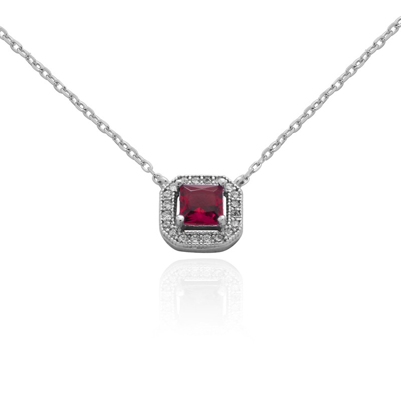 Collier Carador Argent 925/000 baroque verre rouge RNS00252RU