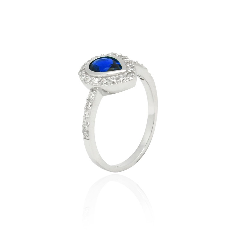 Bague Femme Carador goutte baroque argent 925/000, zircon et verre bleu RRS00281BL-54