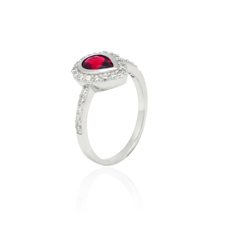 Bague Femme Carador goutte baroque argent 925/000, zircons et verre rouge RRS00281RU-54