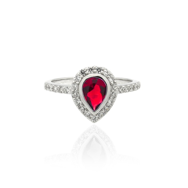Bague Femme Carador goutte baroque argent 925/000, zircons et verre rouge RRS00281RU-54