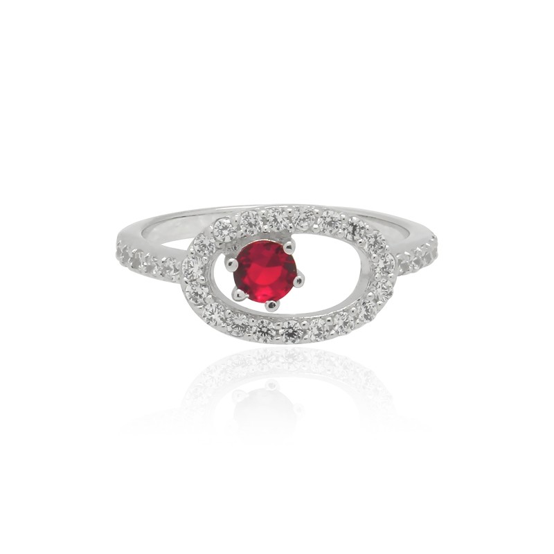 Bague Femme Carador elipse argent 925/000, zircons et verre rouge RRS00282RU-54