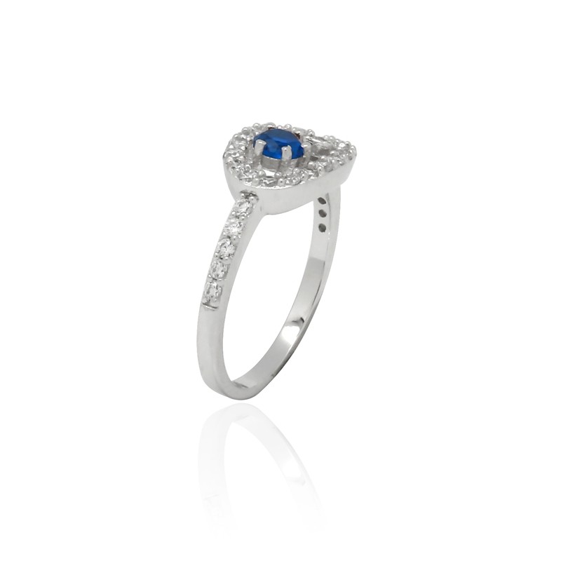 Bague Femme Carador elipse argent 925/000, zircons et verre bleu RRS00282BL-54